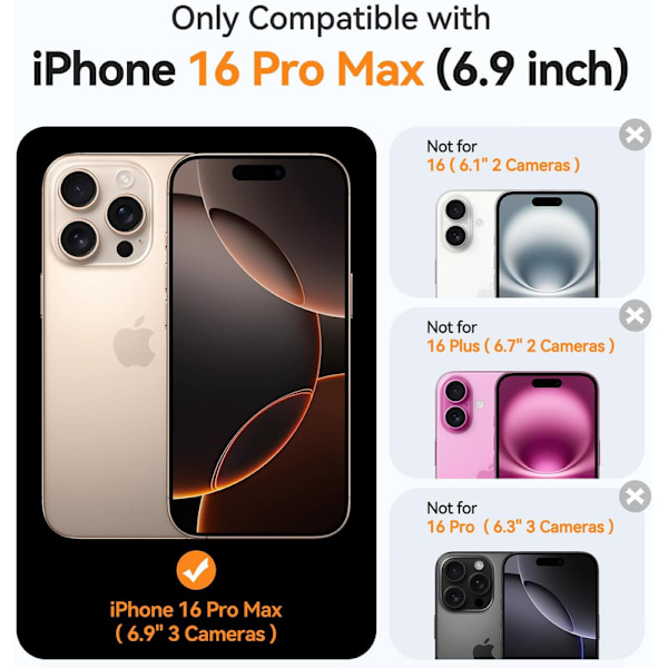 Magnetiskt skal för iPhone 16 Pro Max med fullständigt kameraskydd [Kompatibel med MagSafe] [Genomskinlig matt] Skyddande telefonfodral, varmrosa Cl Clear iPhone 16 Pro Max