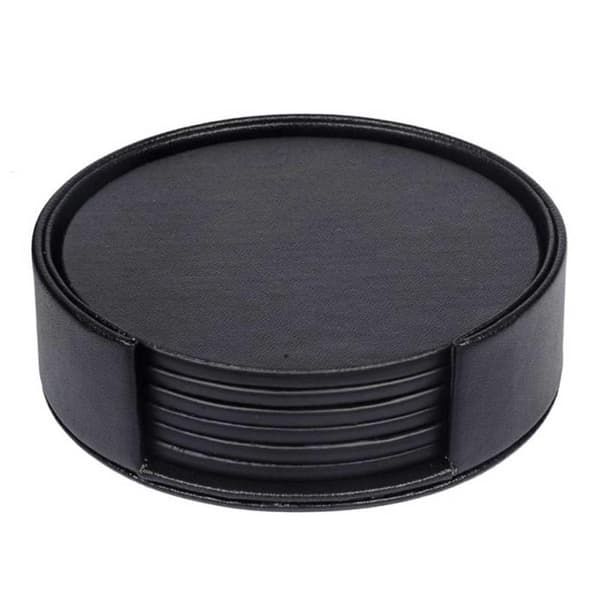 6-pak Vendbare Glasbrikker Sort PU-læder med Holder sort black
