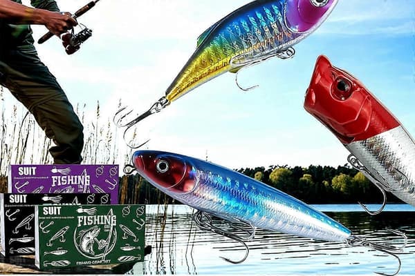 Fiskegrejssæt Lokkemad Tilbehør til Bas, Ørred, Laks - Lilla Purple One Size
