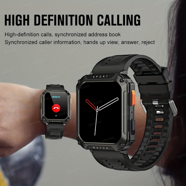 Ny 5,11 cm Robust Militär Smart Klocka Herr För Android IOS Fitness Klockor Ring Smartwatch Blod Syre Klocka 100+ Sport Klocka Herr + Box Svart