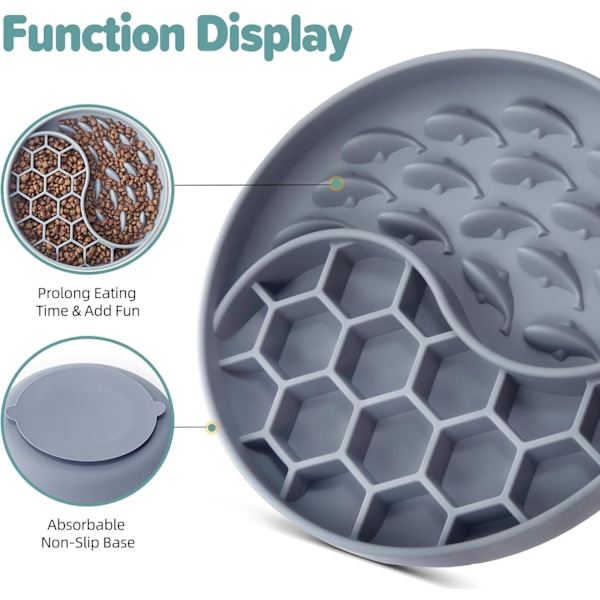 Silikonista valmistetut lemmikkieläinten ruokakulhot imukupeilla pienille ja keskisuurille roduille, liukumattomat koiran ruokakulhot hidastavat lemmikin syömisnopeutta, lievittävät ahdistusta ja lisäävät hauskuutta Blue