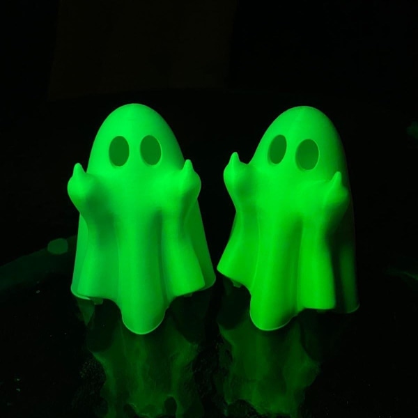 Luminous Middle Finger Ghost Miniatyrhartsfigur Spöke Figuriner Lys i Mörkret, Fe Trädgårds Tillbehör Mikro Landskap Spöke Staty för Utomhus 1pc