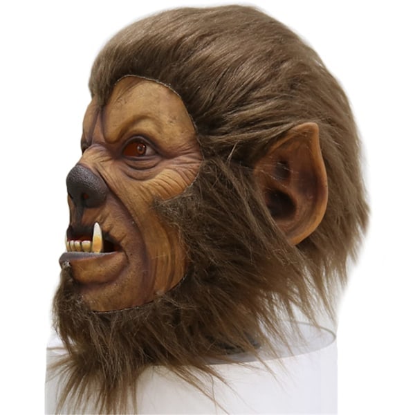 Realistisk vargmask, läskig varulvsmask, skräckdjurmask för Halloween julfest djurdräkt pälsdräkt huvud månskensvarulvsmask