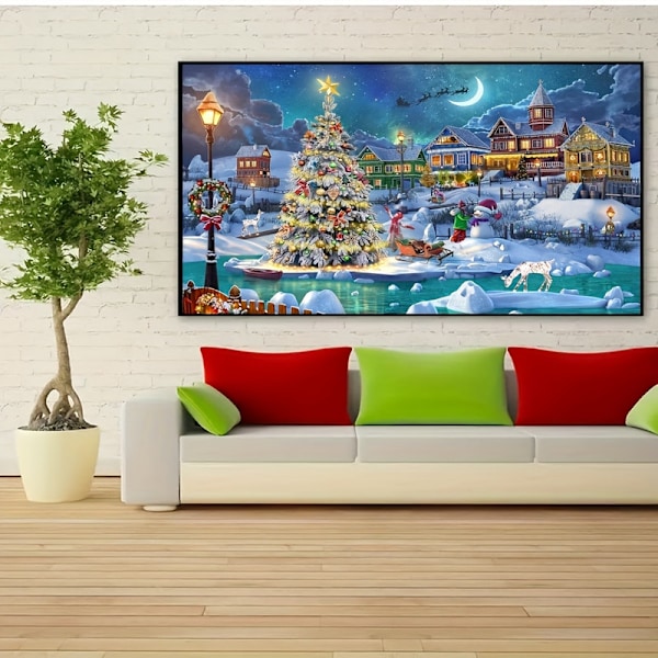 5D DIY Konstgjorda Diamantset för Vuxna Nybörjare, Julsnölandskapsmönster Diamantkonst för Hemväggdekoration och Present 70x40cm 70X40cm/27.7x15.7Inch