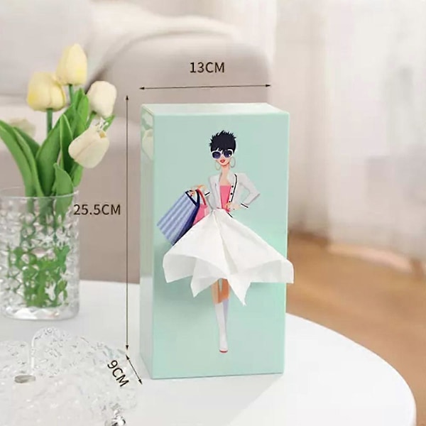 Delicate Puff Skirt Girl Facial Tissue Box Cartoon-style Lovely Desk Decoration avocado