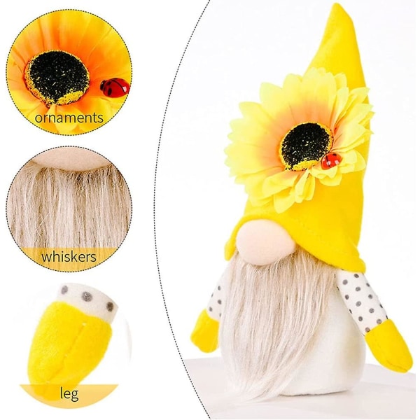 Bee Sunflower Doll Decor, Auringonkukka , Bumble Bee Festival Pehmo, Käsintehty Faceless Pehmo Nukke, Honey Bee, Kasvoton Pehmonukke