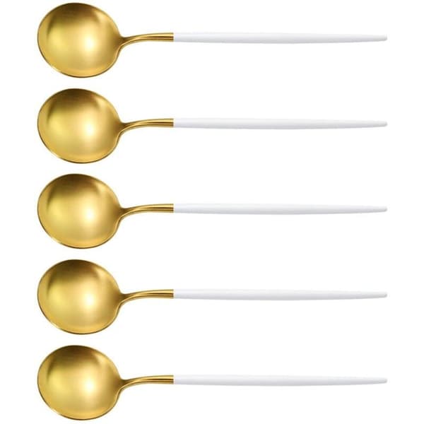 5 Soup Spoons Stainless Steel Compact Western Kitchen Spoons