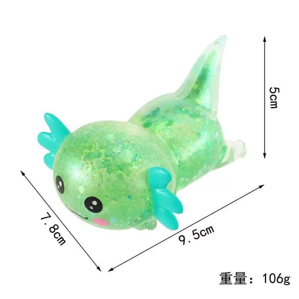 st Axolotl Squishy Stresslegetøj – Blødt klemmelegetøj i tilfældige farver**Siddende og Sitting and testing salamanders