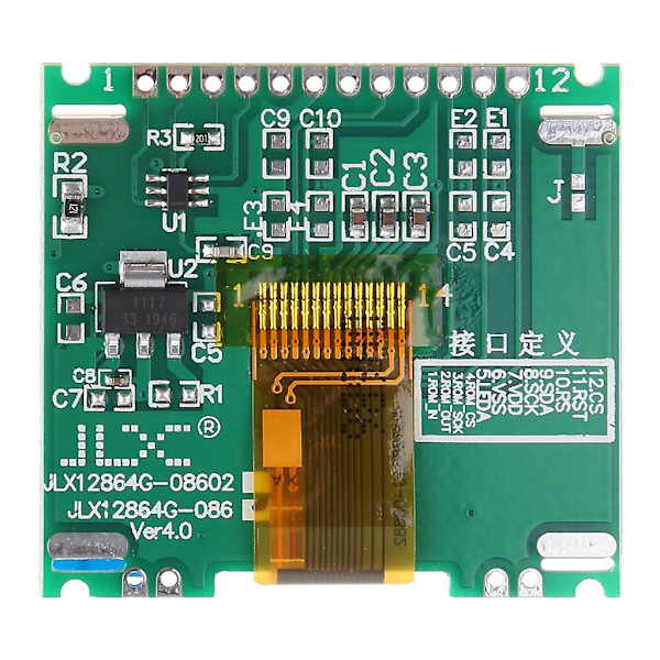 12864 128x64 sarjallinen Spi-grafiikka Cog Lcd-moduulinäyttö sisäänrakennettu Lcm