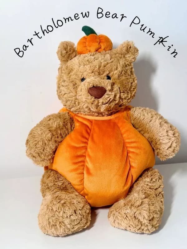 Helt ny Amusable Bartholomew Bear Pumpkin Plysj, Jellycat Inspirert Leketøy, Perfekt Søt Høstgave til Barn