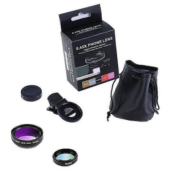 Universal Mobil Professionell 37MM 0.45X 49UV Super Vidvinkel + Makro 2-i-1 Telefonlins [DB]