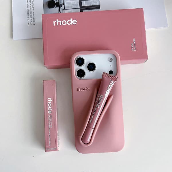 Rhode med leppeglans mobiltelefondeksel for iPhone 16 15 14 13 12 17 11 Pro Max Plus Leppe Toast Toast Iphone 13 Pro Max