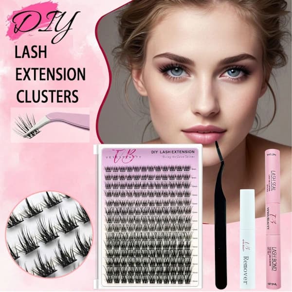 Veyesbeauty Manga Lash Clusters Dramatic Look Dynamic Volume Invisible Band Durable & Reusable 140 Clusters 8-16mm