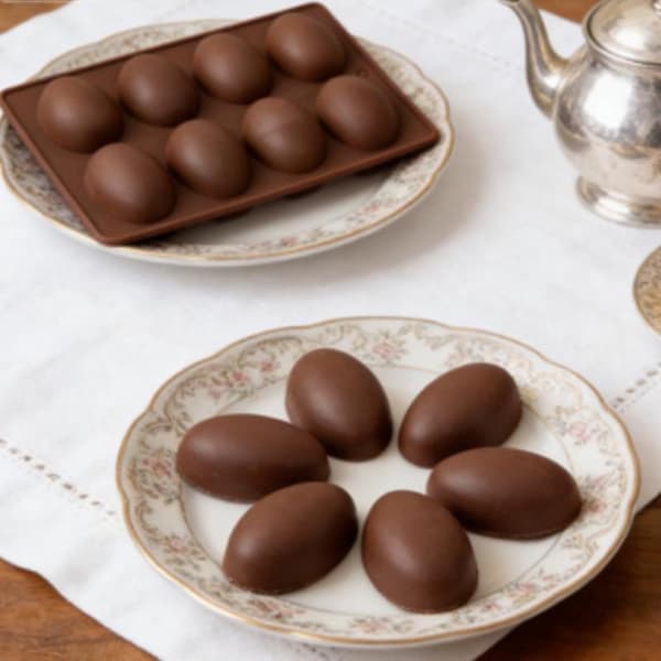 3x Silikonbakeform Eggform til påske - 24 hulrom for sjokoladegodteri - Enkel å løsne, 3 farger