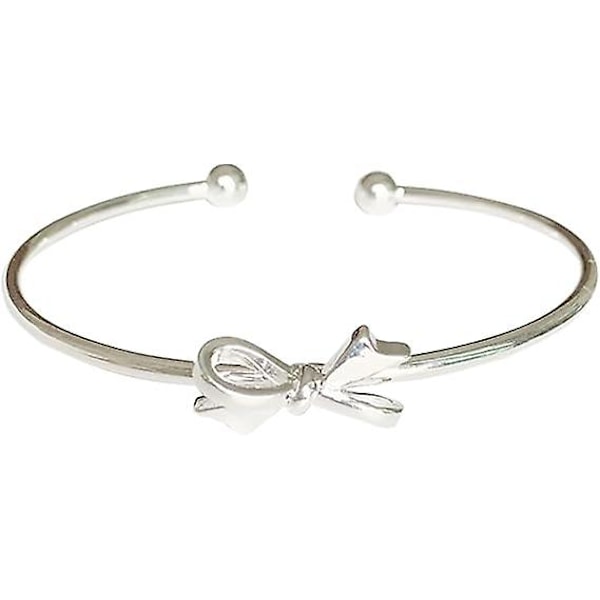 Sølv armbånd for kvinner elegant åpen bangle armbånd søt sløyfeformet armbånd dame smykker til fest bryllup bursdag morsdag gaver