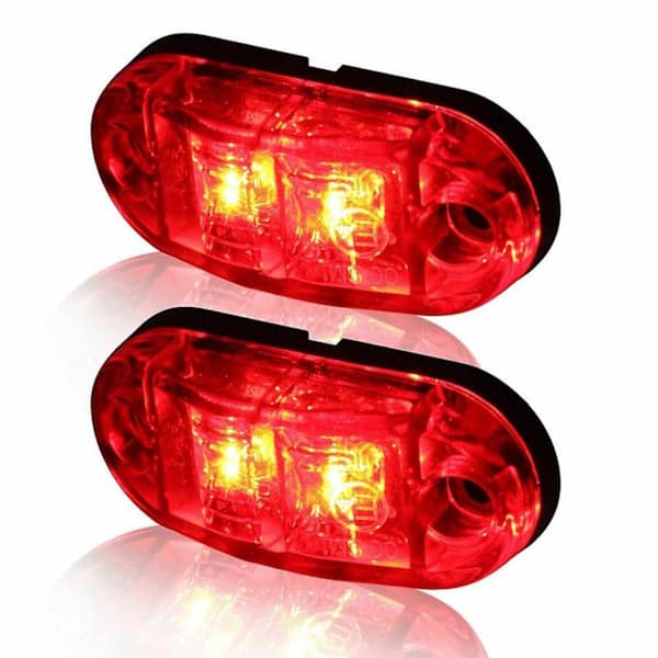 10x Rød LED 2,5 tommer 2 Dioder Oval Klaringslys Tilhenger Lastebil Sidemarkeringslampe