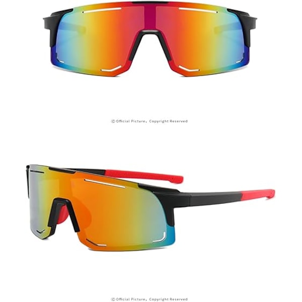 Polariserte solbriller for menn og kvinner, farget speillinse, UV-beskyttelse, ski, sykling, løping, strand, fiske Black-fuchsia