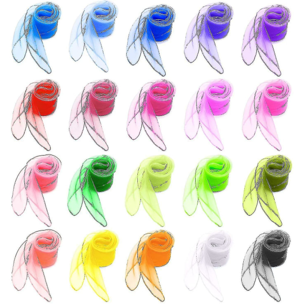 20 Multicolor Jonglering Scarf Rhythm Scarf, fyrkantig siden Organza Scarf Baby Sensory Scarf