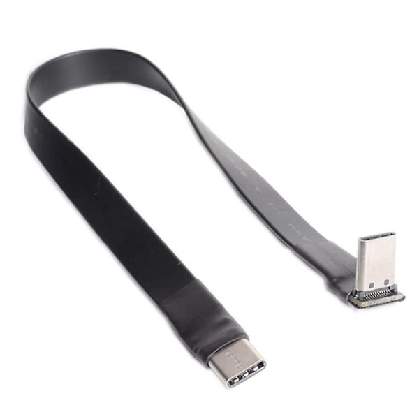 USB 3.1 Type C til Type C Forlengelseskabel 90 Graders Adapter FPC FPV Bånd Flat USB C Kabel 3A 10Gbps Black