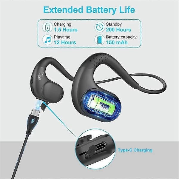 Trådlöst Bluetooth 5.3-headset med mikrofon Lastbilschaufför Bluetooth-headset Sportheadset SP Noi Svart