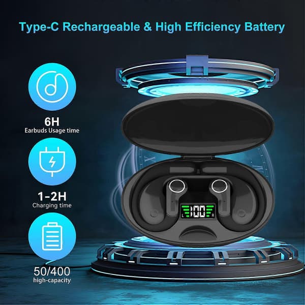 Trådløst Bluetooth-hodesett Oversettelseshodesett (svart)