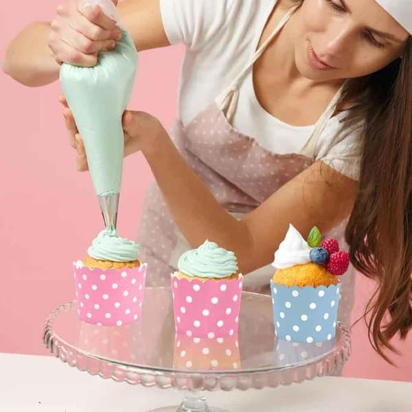 Cupcakeforme, 100 stk. Muffinforme Muffins Cupcake Cupcake Wrappers Papir Engangs Kage Bagekop Muffins Bageforme til Fødselsdag (Blå Pink)