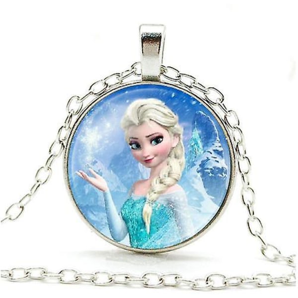1 stk Cartoon Frozen Princess Elsa Collection Time Stone Børn Pige Halskæde Student Bff Clavicle Chain Pendant Ornament