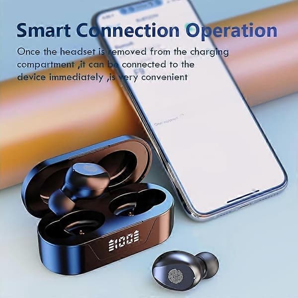 Mini bluetooth-headset med strömdisplay touch bluetooth-headset White