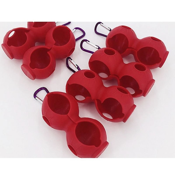 2-pack mjukt silikongolfbollshållare med aluminiumkrok, röd