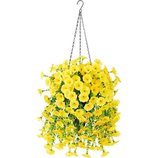 Artificial Hanging Flowers 2-pack, UV-Resistant Morning Glory Vines 75 cm Yellow yellow