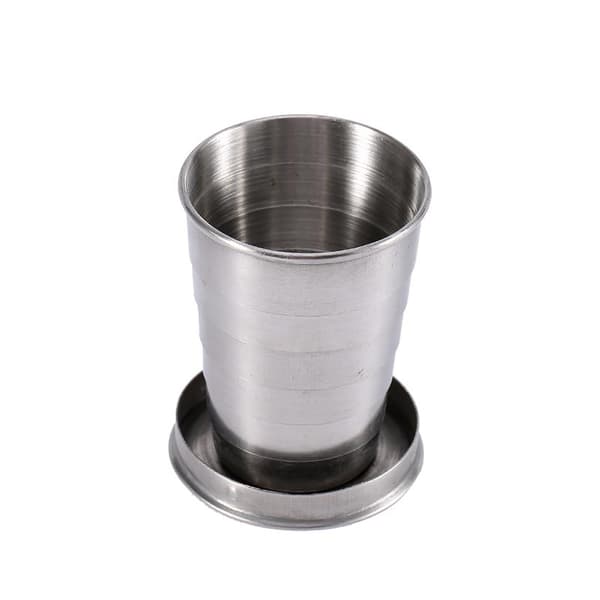 Stainless Steel Folding Travel Mug Camping Keychain Collapsible Telescopic Foldable L