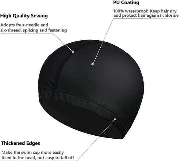 5-pakning Unisex Badehetter PU Vanntett Stoff Elastisk Badehette for Voksne