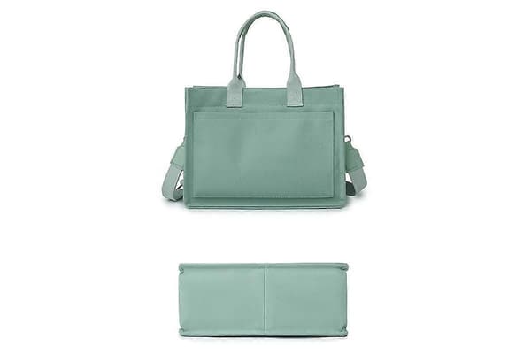 Indkøbstaske til kvinder med rum Lærred Crossbody-tasker til bærbar computer Bog-Grøn Green One Size