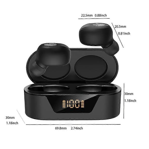 Mini Bluetooth-hodesett med strømdisplay berørings-Bluetooth-hodesett black