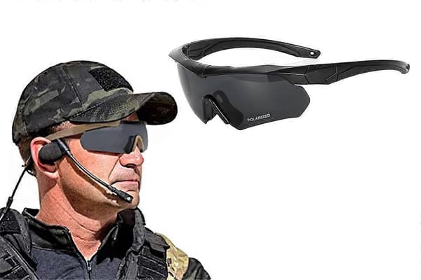 Taktiske briller Skytebriller med 3 utskiftbare linser Black One Size