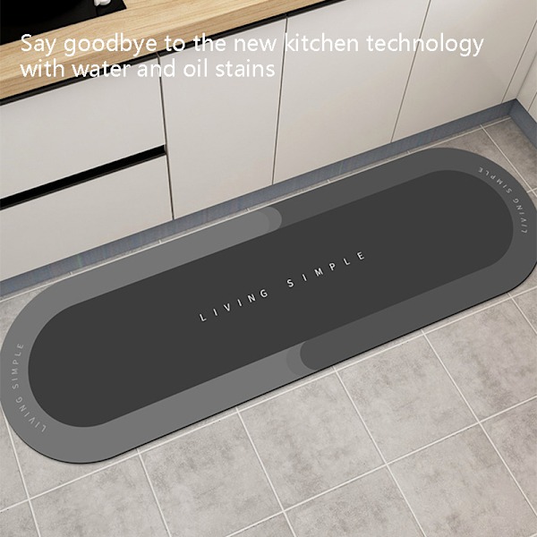 Superimukykyinen kylpymatto Nopeasti kuivuva pehmeä elliptinen matto ovimatto Moderni tyyli keittiöön kylpyhuoneeseen Danube soikea - Harmaa Danube oval - Grey 45*70