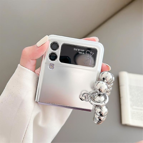 Pinnoitettu 3d Glitter Bear case Yhteensopiva Samsung Galaxy Z Flip 4 Z Flip 3 rannekorun cover H Silver Z Flip 4