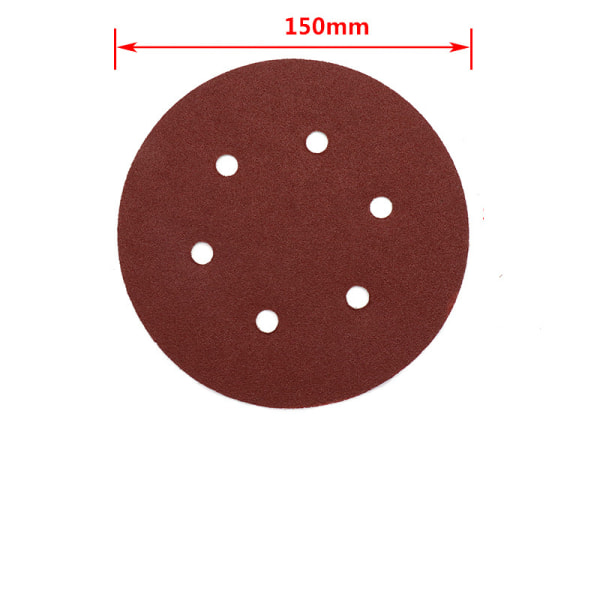 Hiomalaikka 50kpl Hiomalaikat, Hiomalaikat Halkaisija 150 mm, 6 reikää punaisena | Hiomapaperi kuivaan rakentamiseen (60 kpl)