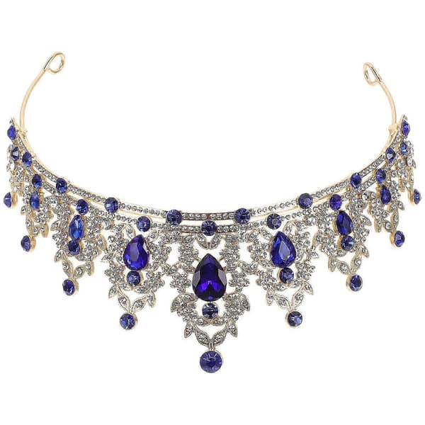 Kronformad tiara för flickor Elegant dekorativ accessoar 1 stycke-Bra 17X14CM Blå