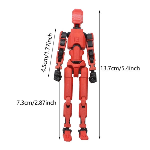 T13 Action Figure,Titan 13 Action Figure,Robot Action Figure,3D Printet Action,50% tilbud red