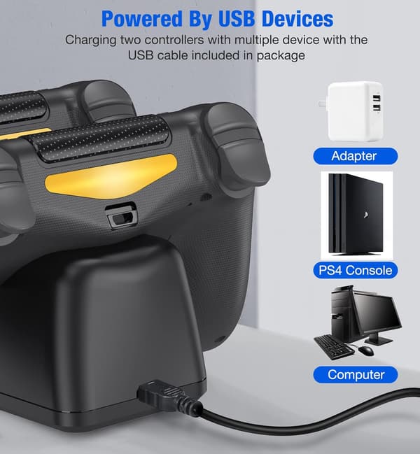 Kaksoislatausasema kahdelle PS4/PS4 Slim/PS4 Pro -ohjaimelle