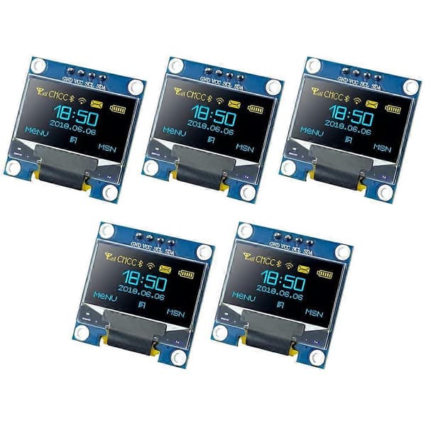 0,96 tum 5 st OLED I2C-displaymodul för Arduino Raspberry PI 128x64 pixel IIC seriell självlysande displaymodul