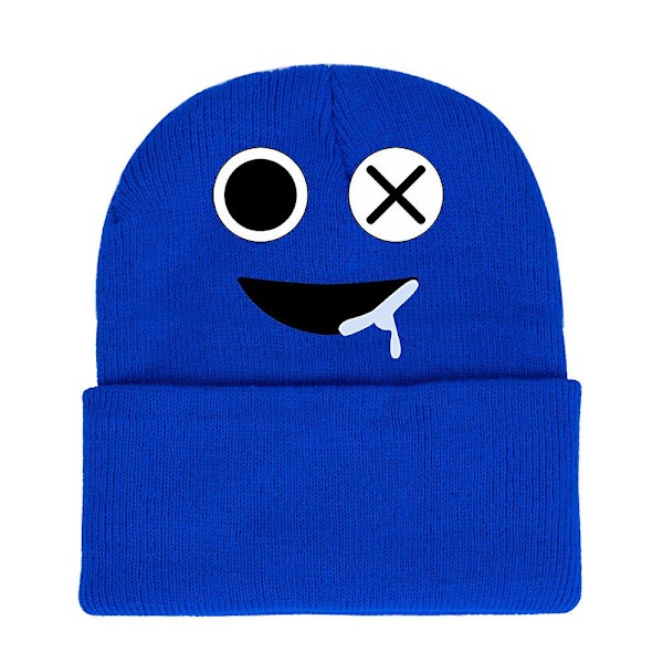 Barnens Roblox Rainbow Friends Tryckt Beanie Hatt Vinter Varm Stickad Stretch Mössa Gåvor Royal Blue