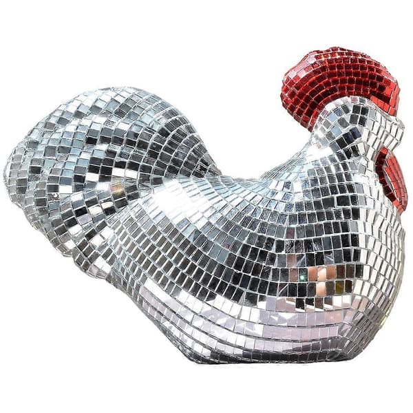 Disco Chick Figurine Mini Disco Balls Kylling Bordpynt for Fest Hjemmeinnredning - Sølv