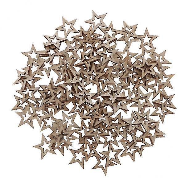 2x30/100 Pieces Blank Hollow Wood Star Shapes Wooden Decorations 20mm