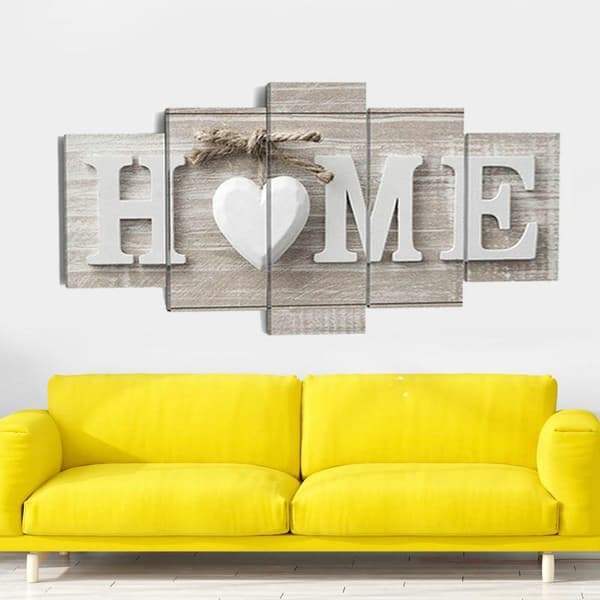 5 Delars Konst Väggmålning, Kärlek HEM, Non-woven Canvas, Vardagsrumsdekoration Konstdekor