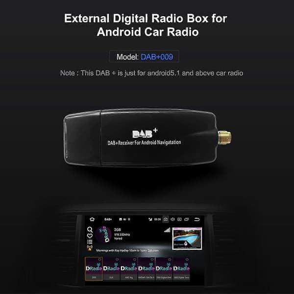 Universal DAB-box för bil med full frekvenstäckning Svart