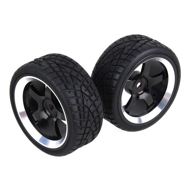 4xRC1:10 On-Road Bil Fiskemønster 65mm Gummidæk Legering 5-Eget Fælg Sort