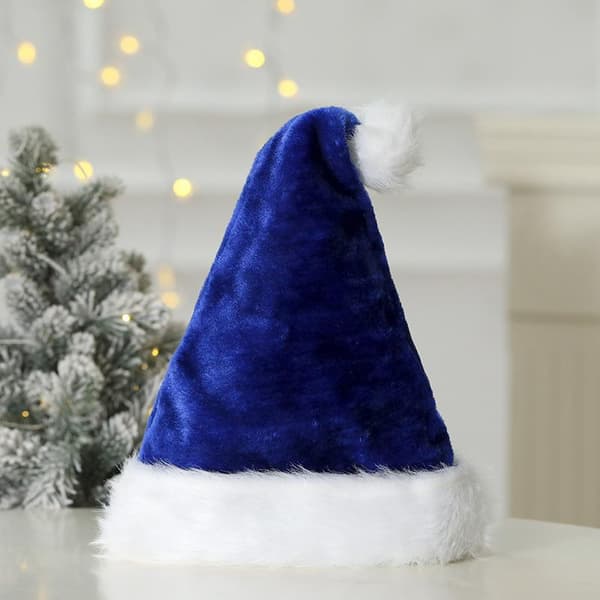 Jul Plyschmössa Extra Förtjockad Stor Boll Tomtemössa Gammal Mans Mössa (Blå)