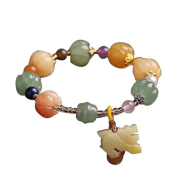 Jade Pumpa Pärlor Armband Mode Charm Naturlig Klocka Hängande Gourd Armband